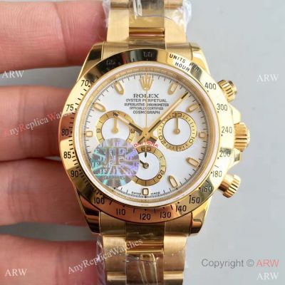 Replica Rolex Daytona Yellow Gold White Dial 7750 Automatic Gold Rolex Daytona Replica Watch